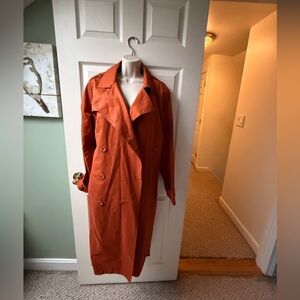 Rust Double-Breasted Trench Coat